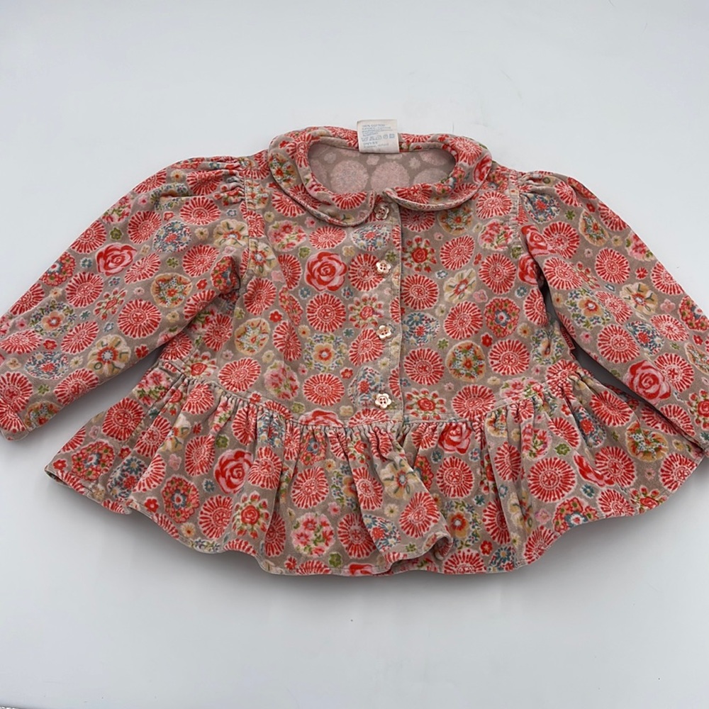 🌈 Vintage Oilily Shirt Top Dress Sz 92 velvet flowers